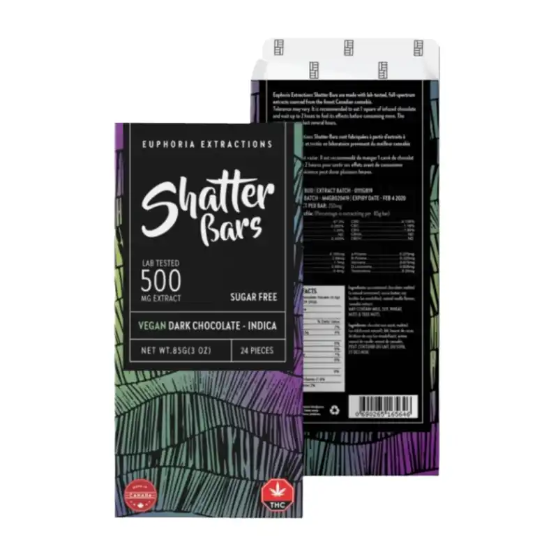 Vegan Dark Chocolate 500mg Shatter Bar - Euphoria